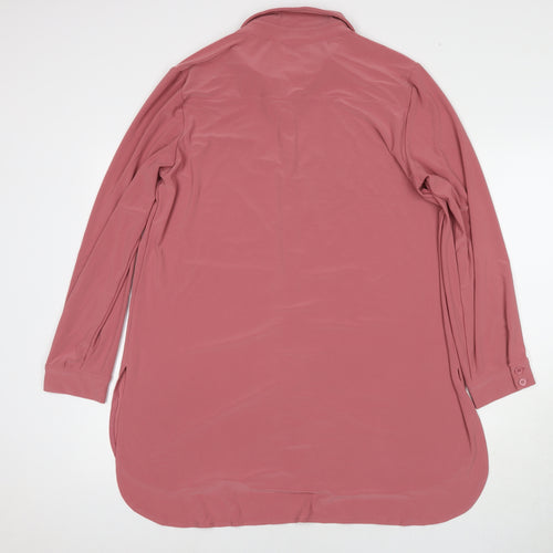 Nina Leonard Womens Pink Polyester Basic Button-Up Size XL Collared