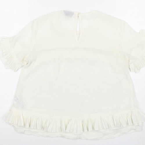 Topshop Womens White Polyester Basic Blouse Size 8 Round Neck