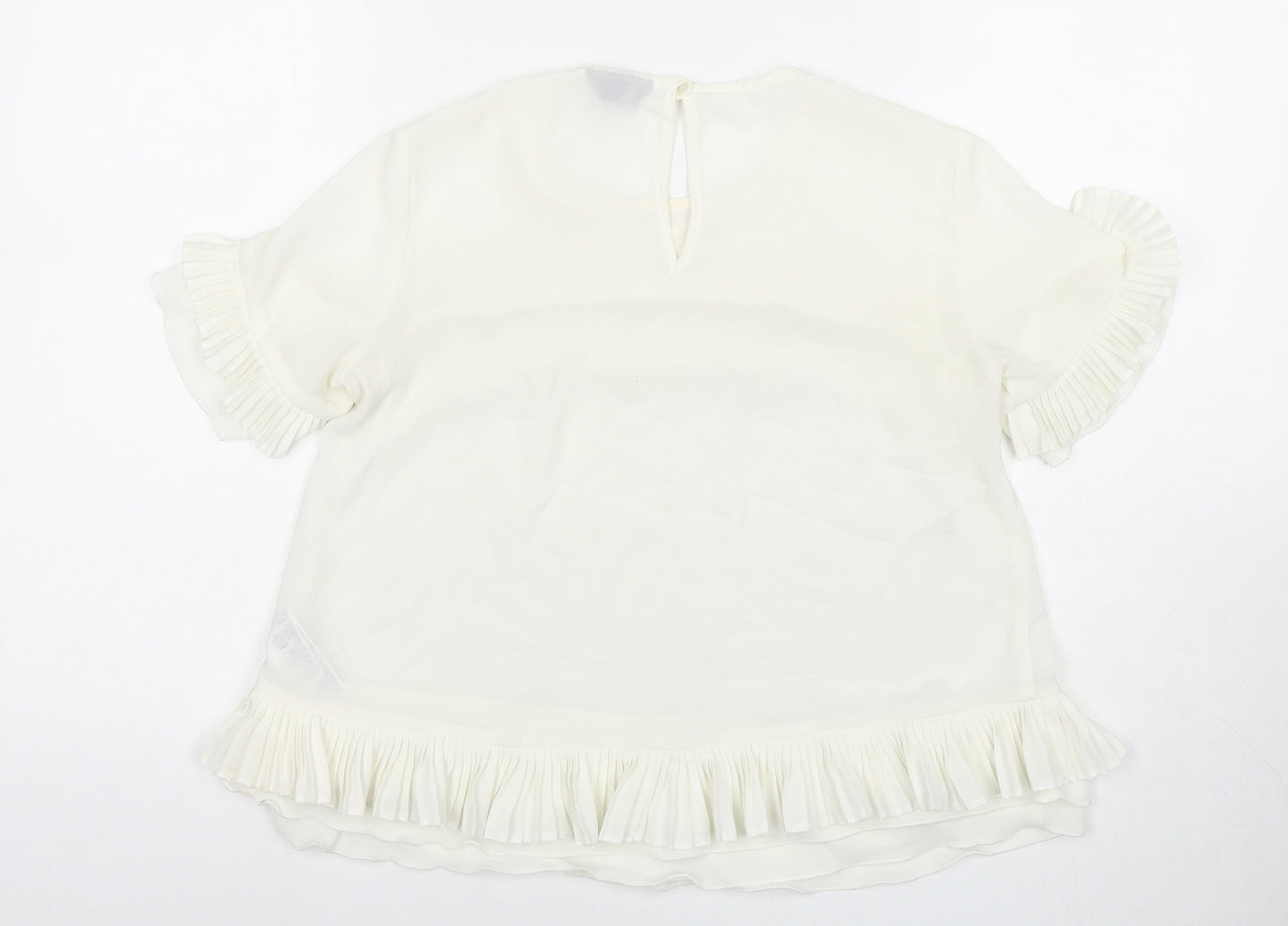 Topshop Womens White Polyester Basic Blouse Size 8 Round Neck