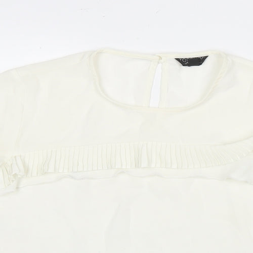 Topshop Womens White Polyester Basic Blouse Size 8 Round Neck