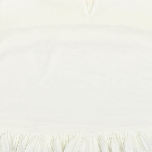 Topshop Womens White Polyester Basic Blouse Size 8 Round Neck