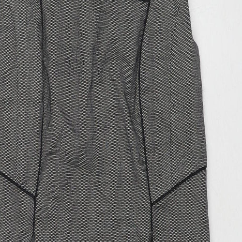 Debenhams Womens Grey Geometric Polyester A-Line Size 12 Round Neck Zip