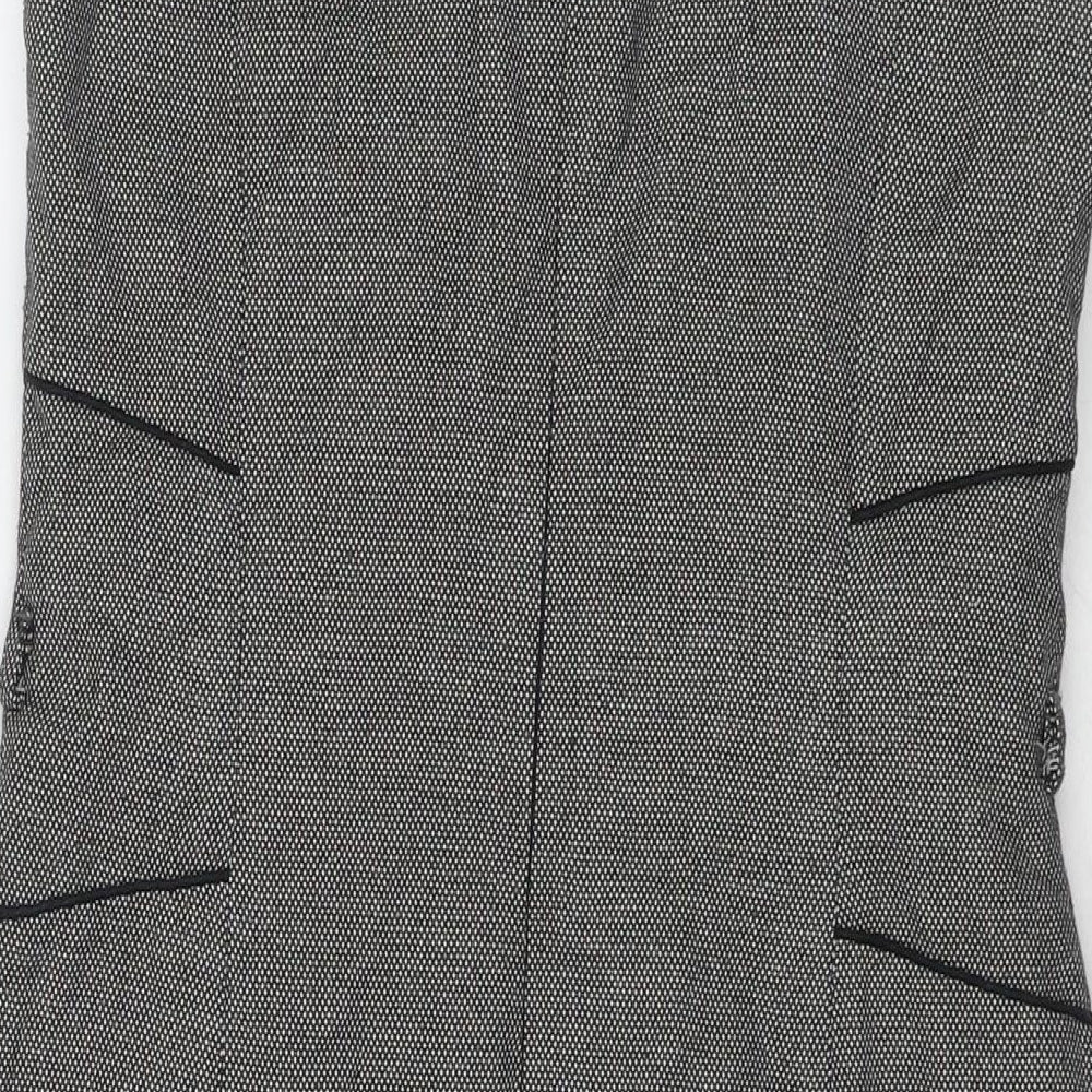 Debenhams Womens Grey Geometric Polyester A-Line Size 12 Round Neck Zip