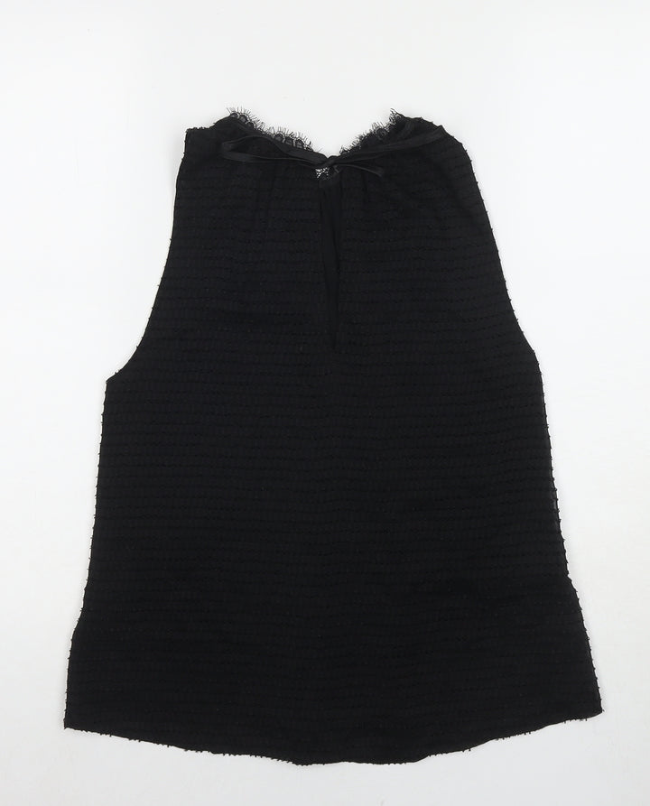 Mango Womens Black Polyester Basic Tank Size S Round Neck