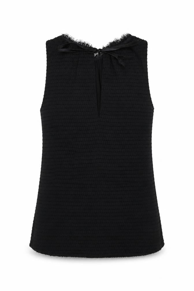 Mango Womens Black Polyester Basic Tank Size S Round Neck