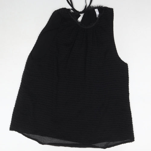 Mango Womens Black Polyester Basic Tank Size S Round Neck