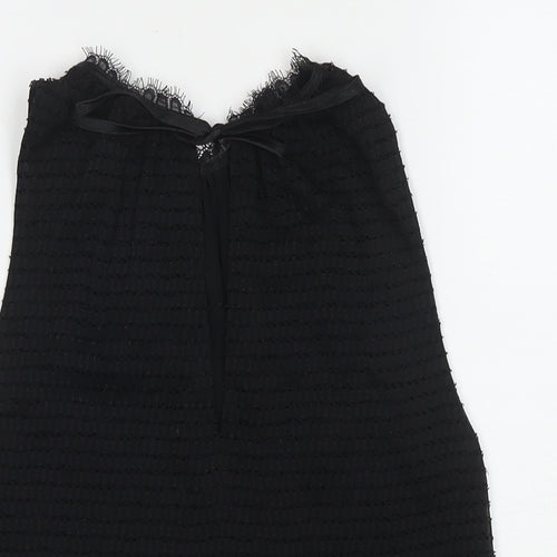 Mango Womens Black Polyester Basic Tank Size S Round Neck