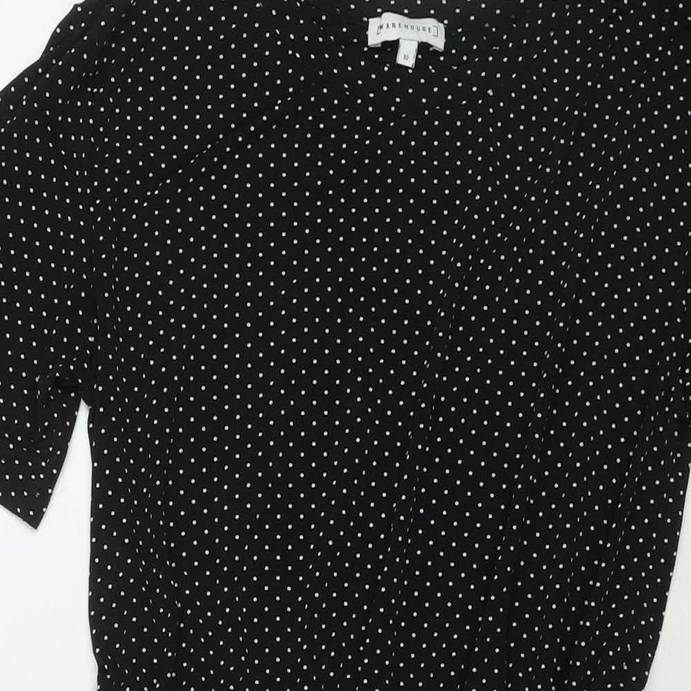 Warehouse Womens Black Polyester A-Line Size 10 Round Neck Pullover
