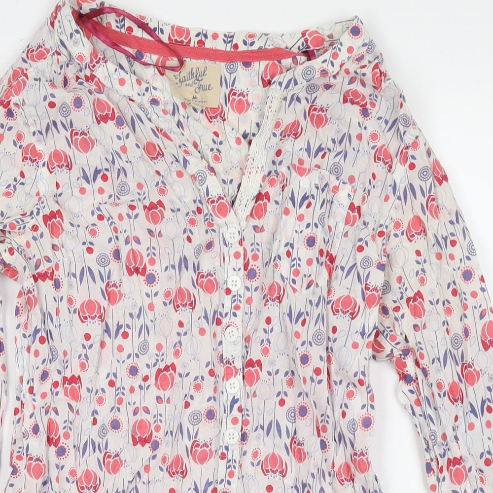 Debenhams Womens Multicoloured Floral Cotton Basic T-Shirt Size 8 V-Neck