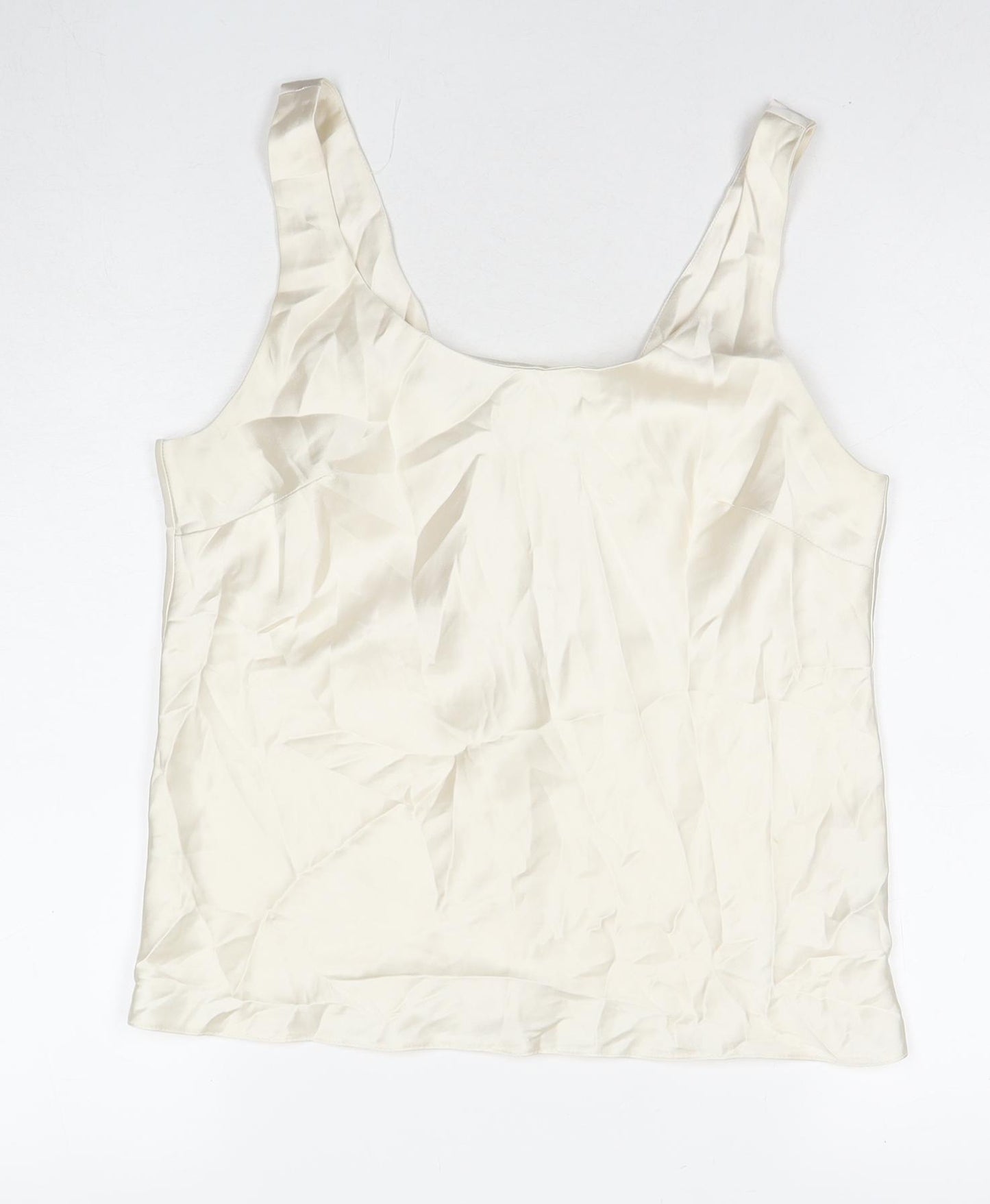 ASOS Womens Ivory Polyester Basic Tank Size 12 Round Neck