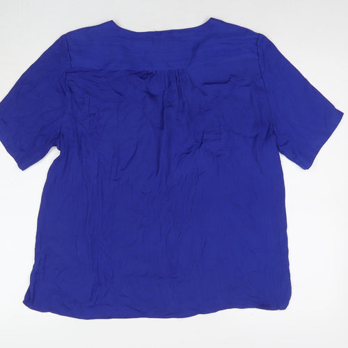 Sfera Womens Blue Polyester Basic T-Shirt Size L Round Neck