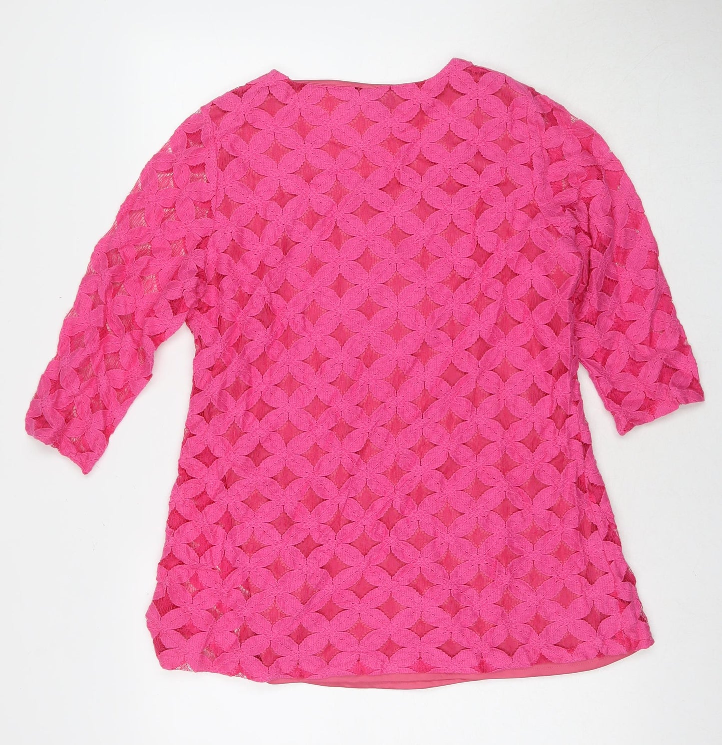 Divine Womens Pink Polyester Basic T-Shirt Size 14 Round Neck