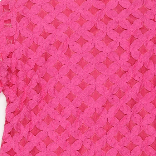 Divine Womens Pink Polyester Basic T-Shirt Size 14 Round Neck