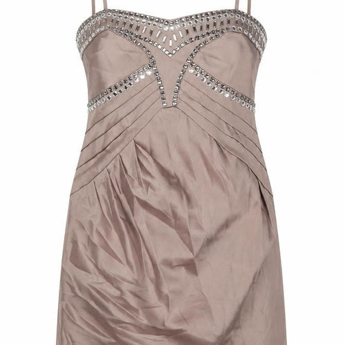 New Look Womens Beige Polyester A-Line Size 14 Sweetheart Zip - Jeweled Detail