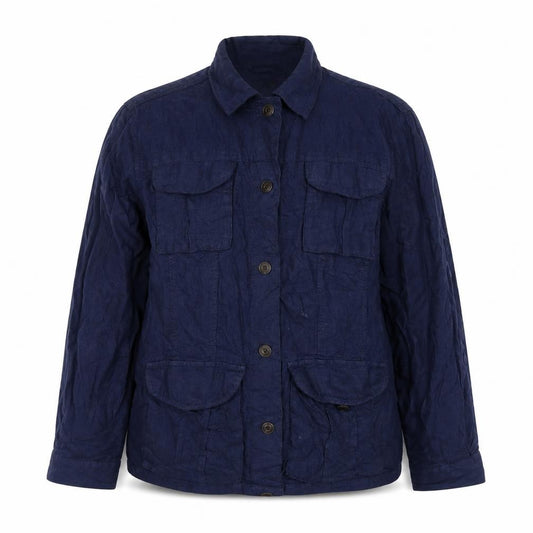 Front view of Next women’s blue jacket, size UK 12, button