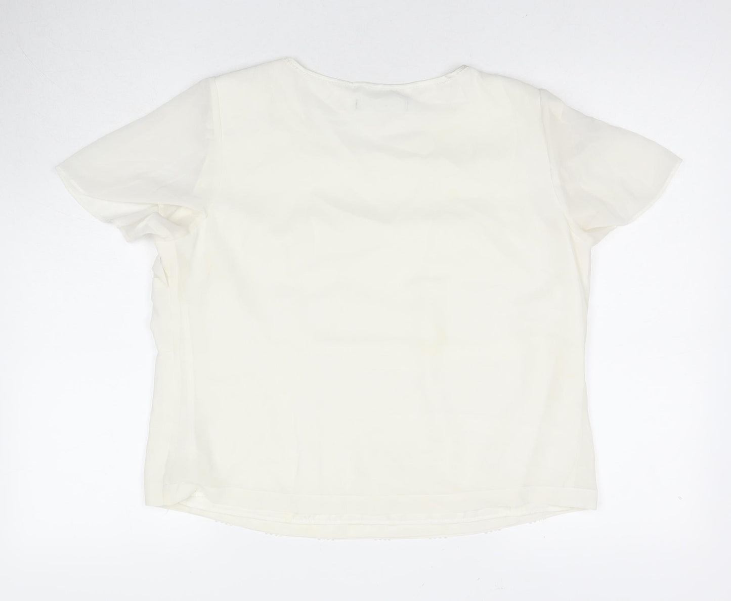 Jacques Vert Womens White Polyester Basic Blouse Size 16 Round Neck