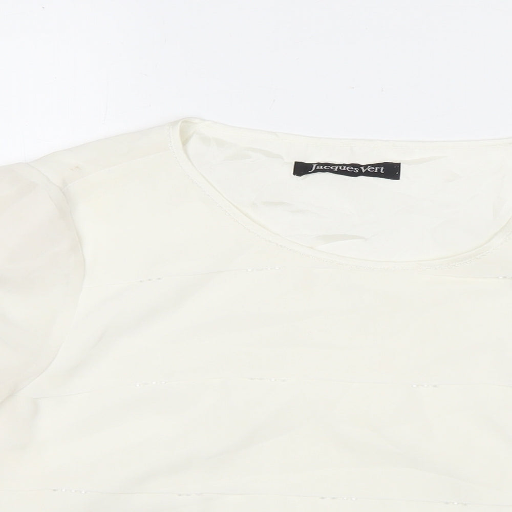 Jacques Vert Womens White Polyester Basic Blouse Size 16 Round Neck