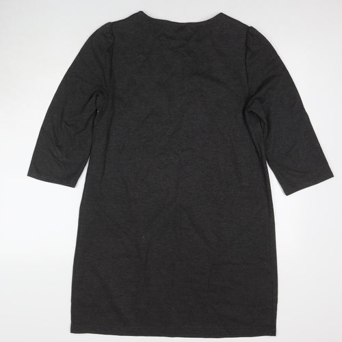 New Look Womens Grey Polyester A-Line Size 14 Round Neck Pullover