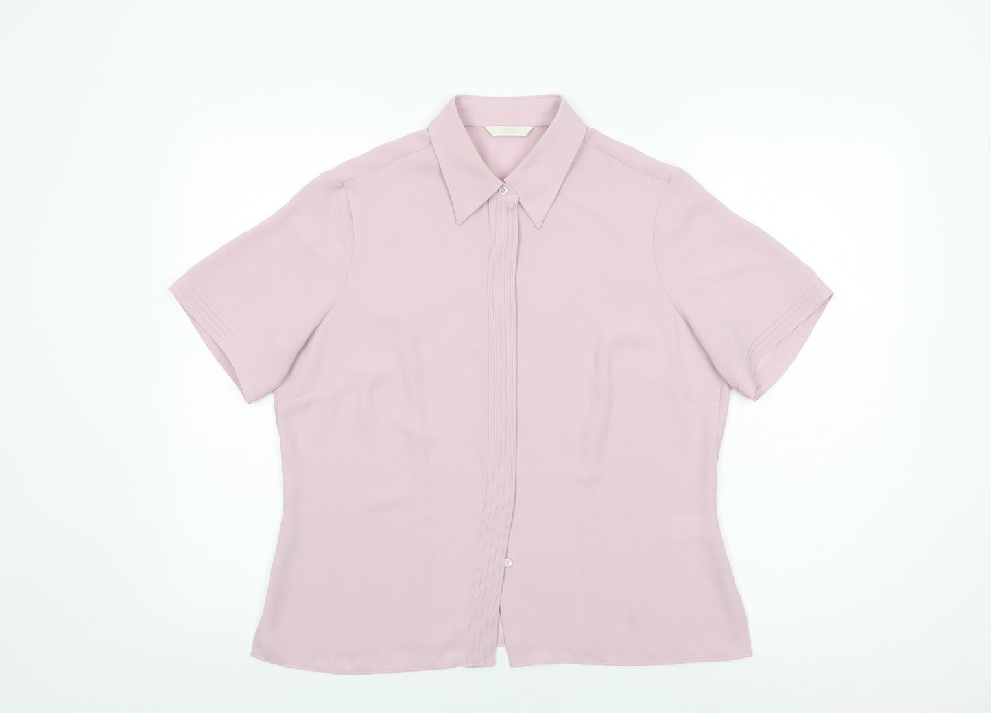 Marks and Spencer Womens Pink Polyester Basic Button-Up Size 14 Collared