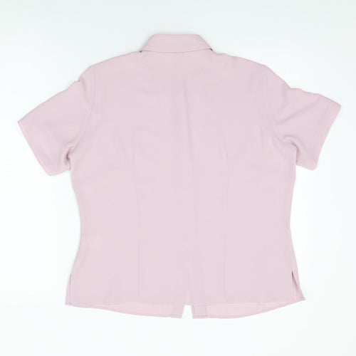 Marks and Spencer Womens Pink Polyester Basic Button-Up Size 14 Collared