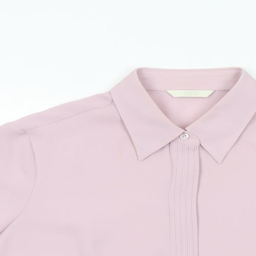 Marks and Spencer Womens Pink Polyester Basic Button-Up Size 14 Collared