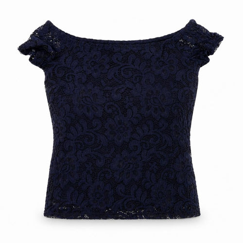 Dorothy Perkins Womens Blue Floral Nylon Basic T-Shirt Size 10 Off the Shoulder