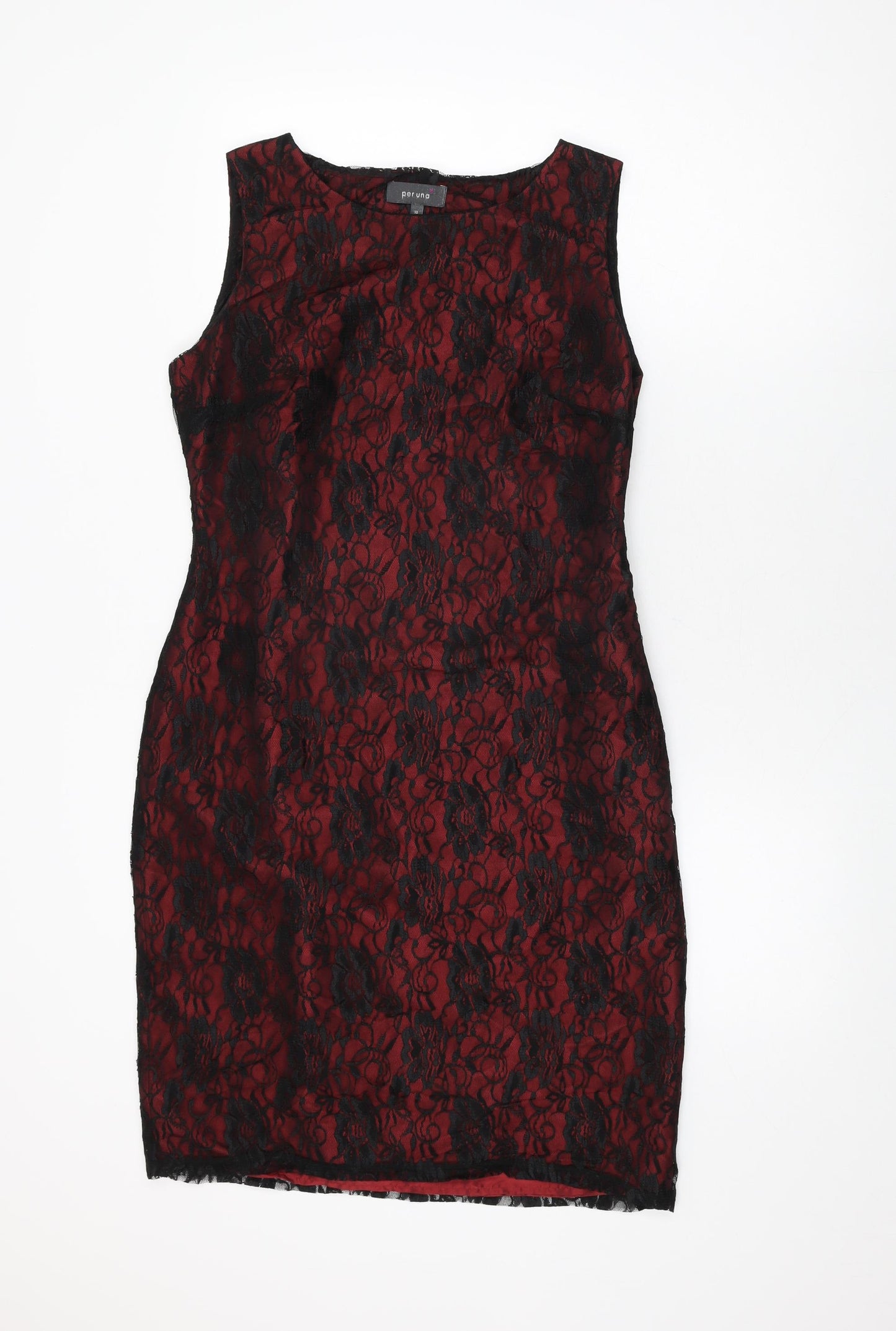 Per Una Womens Black Floral Polyamide Bodycon Size 10 Round Neck Zip