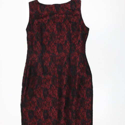 Per Una Womens Black Floral Polyamide Bodycon Size 10 Round Neck Zip