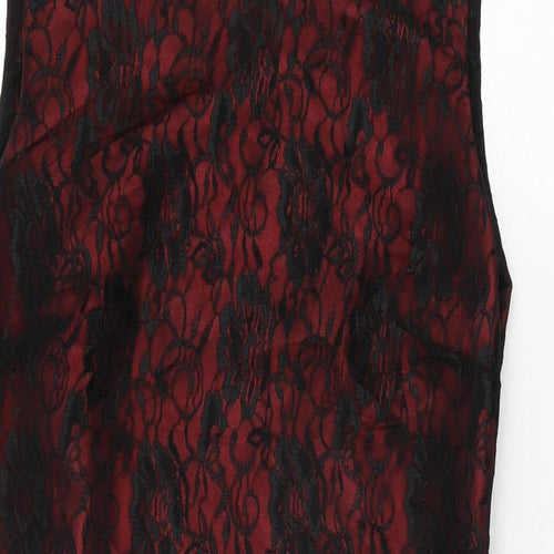 Per Una Womens Black Floral Polyamide Bodycon Size 10 Round Neck Zip