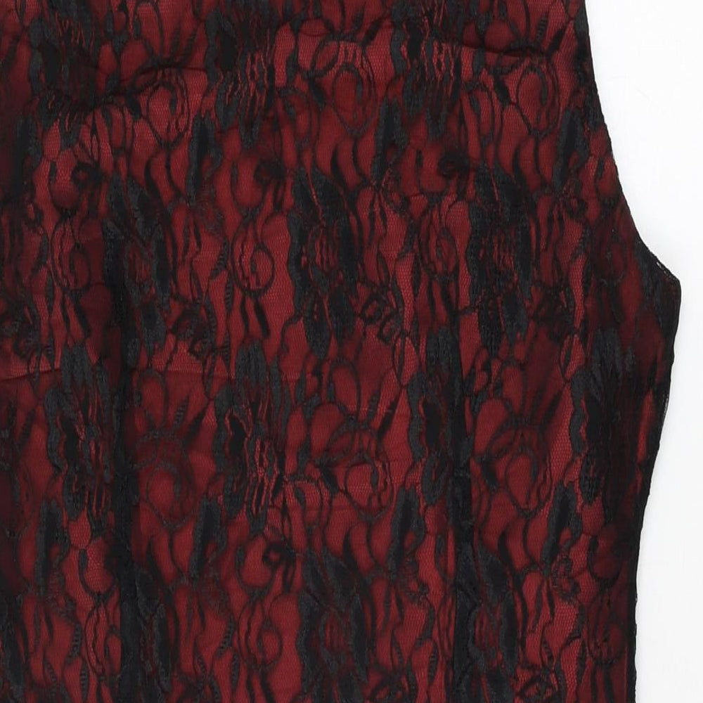 Per Una Womens Black Floral Polyamide Bodycon Size 10 Round Neck Zip