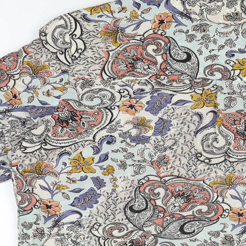 Marks and Spencer Womens White Floral Cotton Basic Button-Up Size 12 Collared