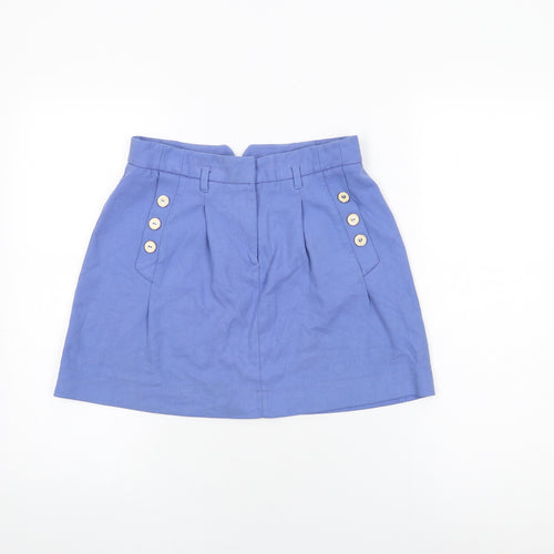 Topshop Womens Blue Polyester Mini Skirt Size 10 Zip