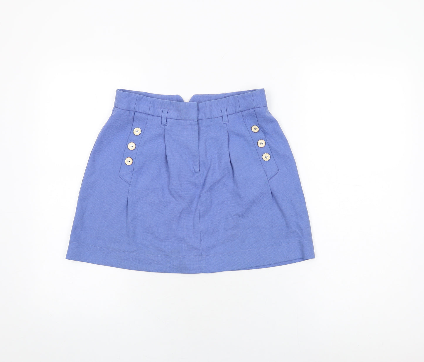 Topshop Womens Blue Polyester Mini Skirt Size 10 Zip