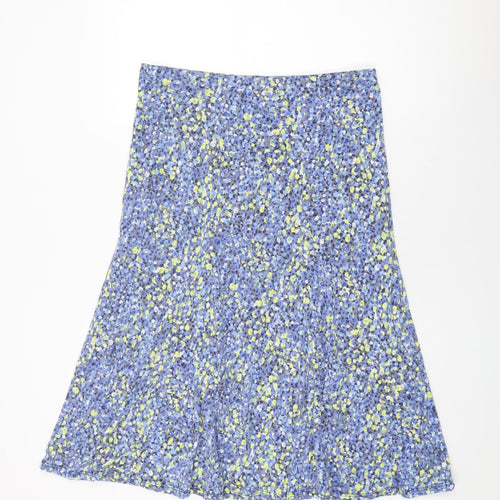 M&Co Womens Blue Geometric Polyester Swing Skirt Size 14