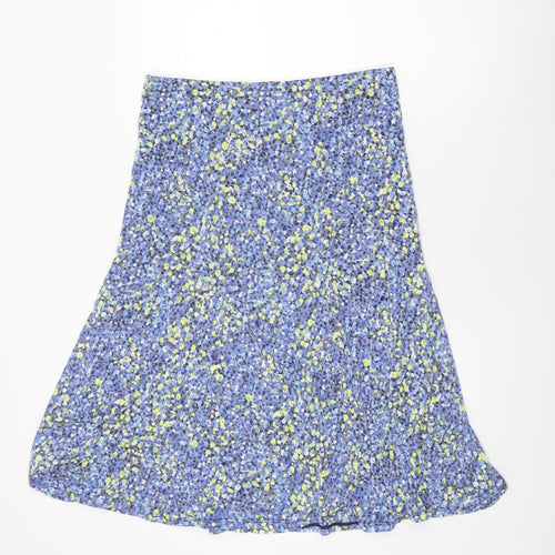 M&Co Womens Blue Geometric Polyester Swing Skirt Size 14