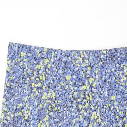 M&Co Womens Blue Geometric Polyester Swing Skirt Size 14