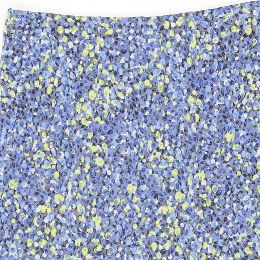 M&Co Womens Blue Geometric Polyester Swing Skirt Size 14