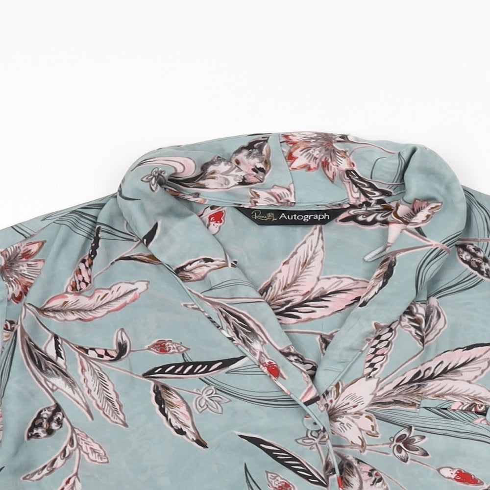 Autograph Womens Blue Floral Polyester Top Pyjama Top Size 10 Button