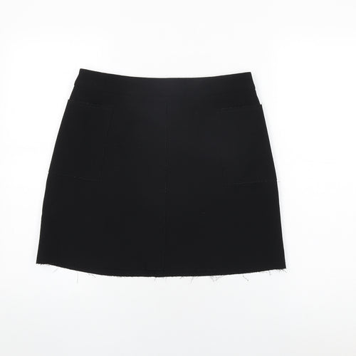 Topshop Womens Black Polyester A-Line Skirt Size 12 Zip