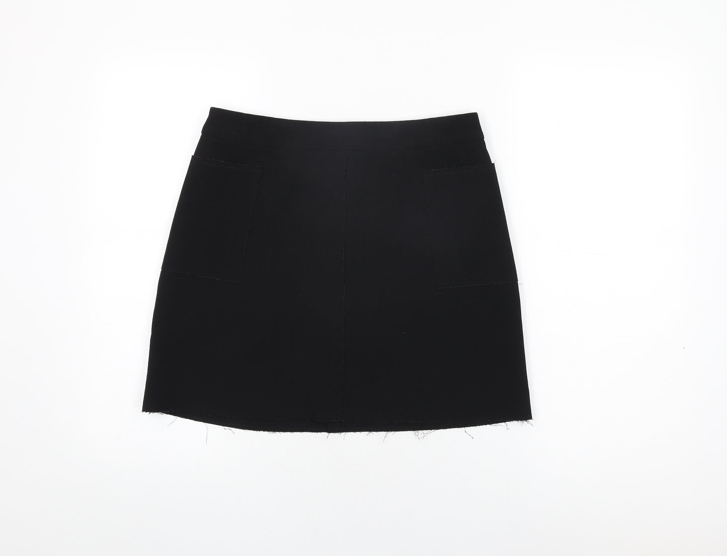 Topshop Womens Black Polyester A-Line Skirt Size 12 Zip