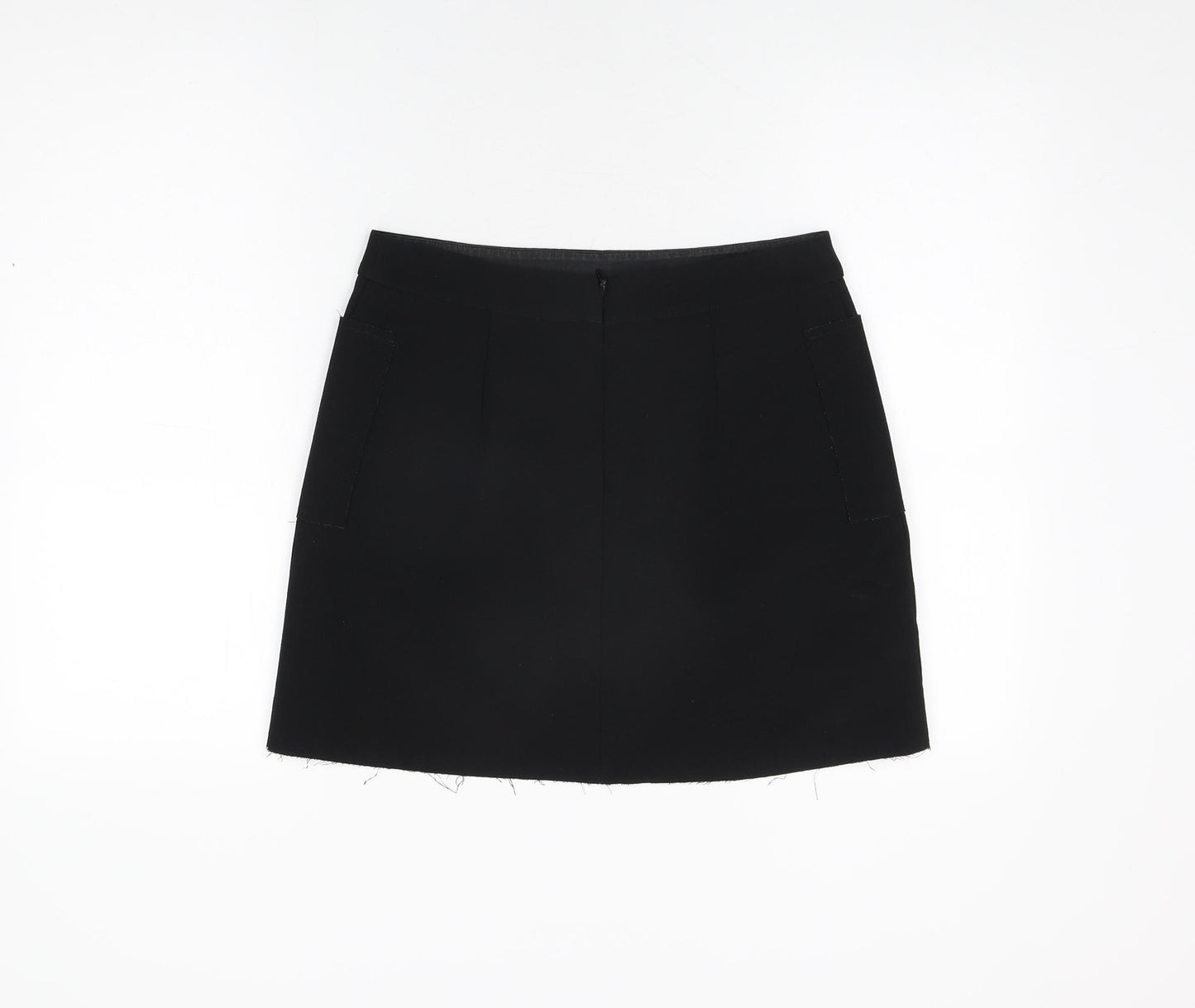 Topshop Womens Black Polyester A-Line Skirt Size 12 Zip