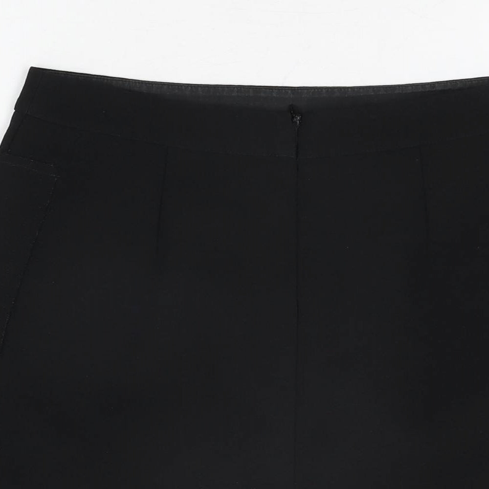 Topshop Womens Black Polyester A-Line Skirt Size 12 Zip