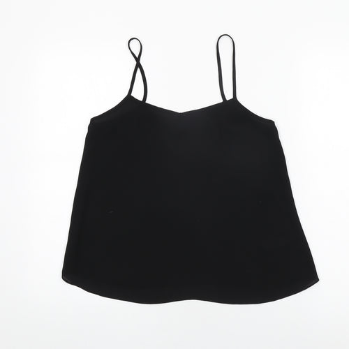 Topshop Womens Black Polyester Camisole T-Shirt Size 12 V-Neck