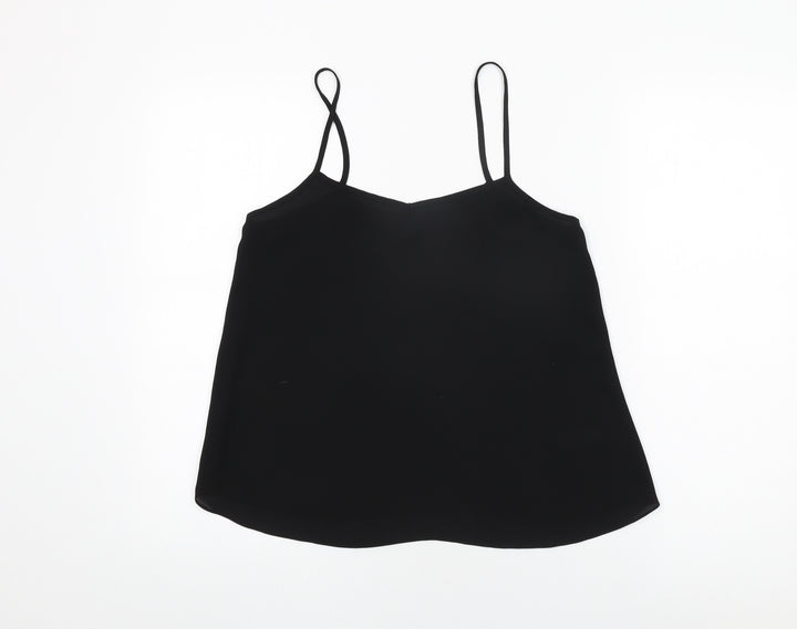 Topshop Womens Black Polyester Camisole T-Shirt Size 12 V-Neck