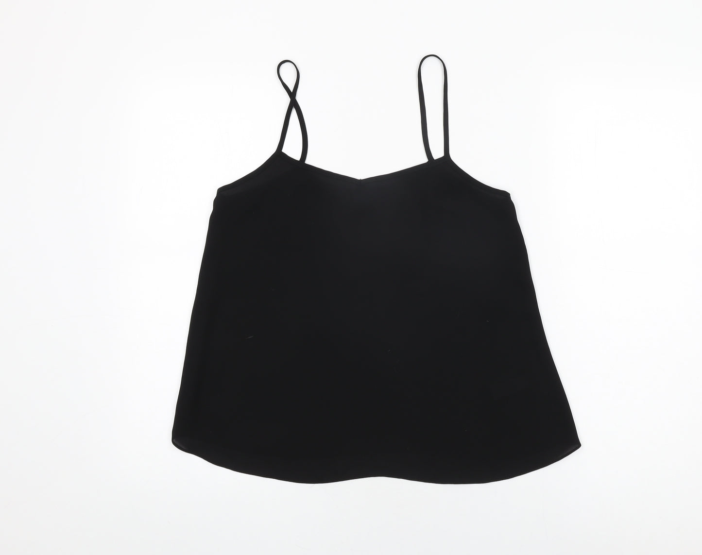 Topshop Womens Black Polyester Camisole T-Shirt Size 12 V-Neck
