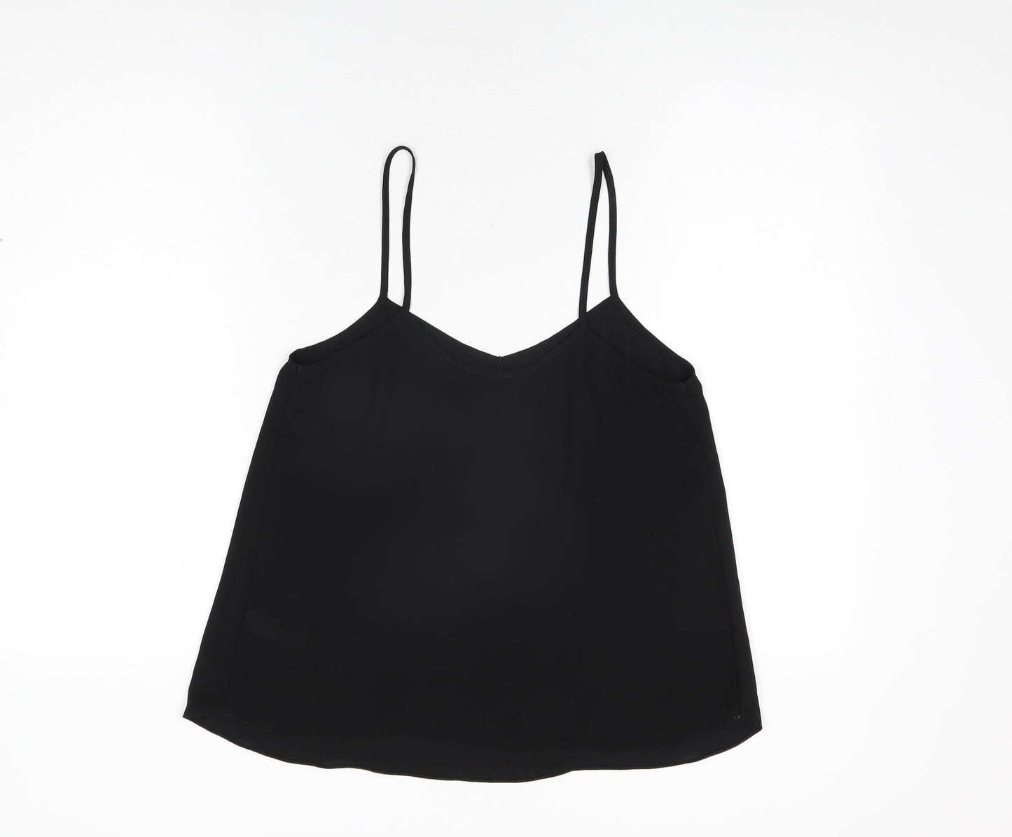 Topshop Womens Black Polyester Camisole T-Shirt Size 12 V-Neck