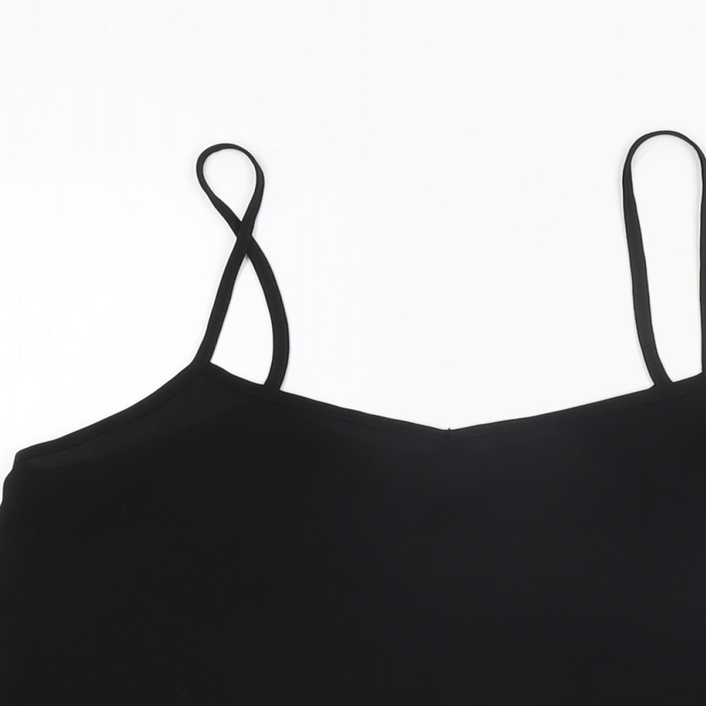 Topshop Womens Black Polyester Camisole T-Shirt Size 12 V-Neck