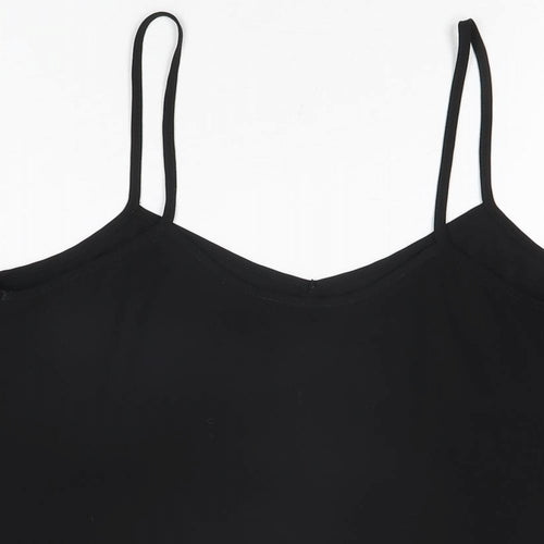 Topshop Womens Black Polyester Camisole T-Shirt Size 12 V-Neck