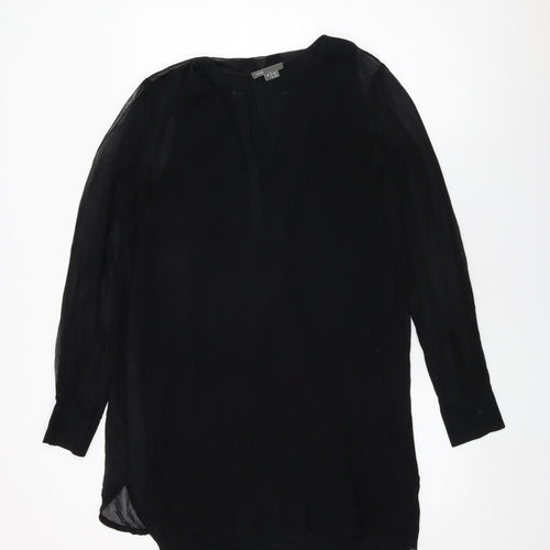 Vince Womens Black Silk Shift Size 4 V-Neck Button