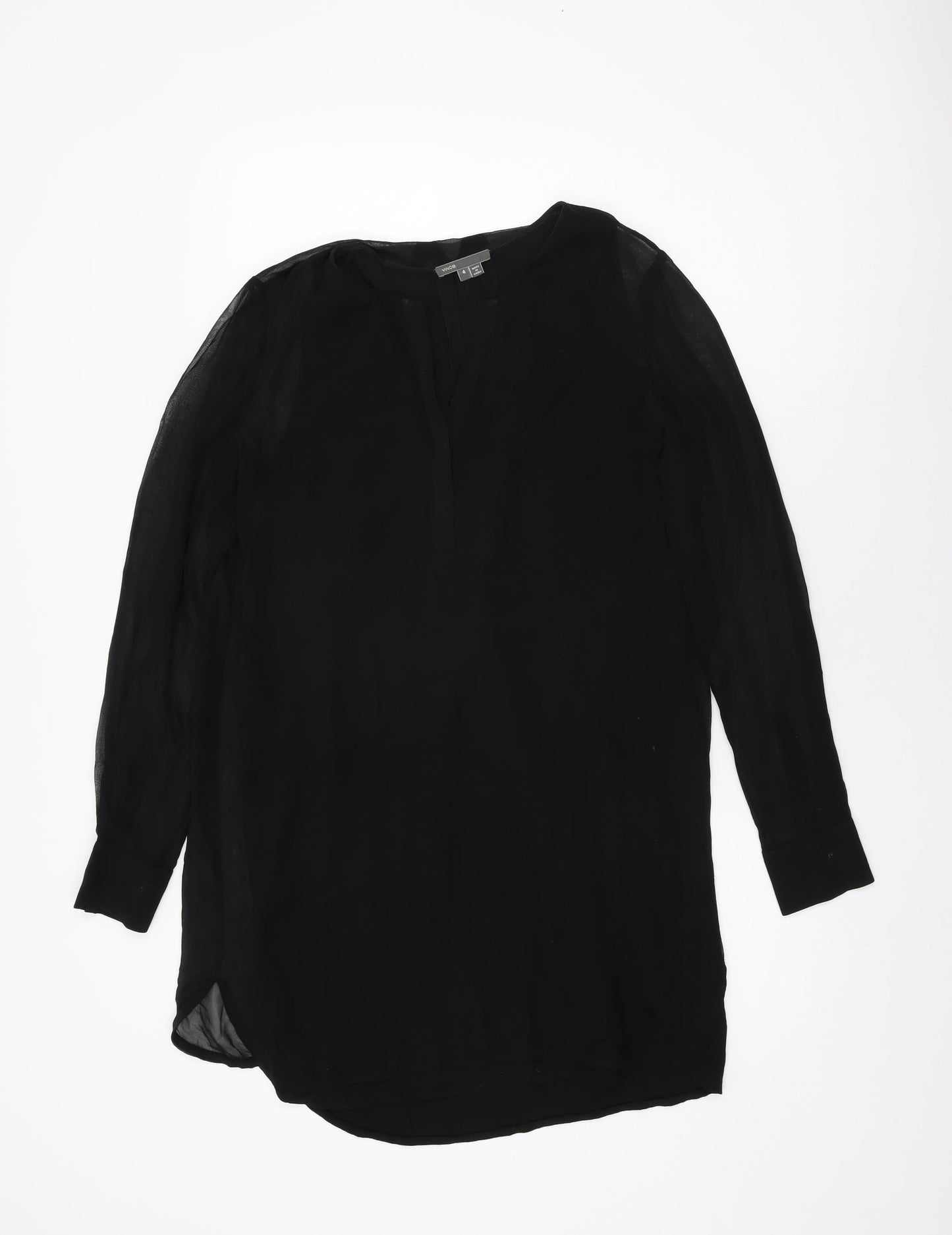 Vince Womens Black Silk Shift Size 4 V-Neck Button